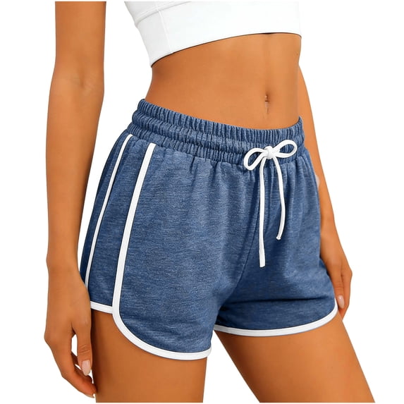 CHGBMOK Womens Athletic Shorts Running Color Block Shorts with Pockets and Drawstring Casual Loose Short Pants