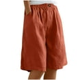 thumbnail image 1 of CHGBMOK Womens Casual Linen Shorts Button Elastic Waisted Lounge Shorts Summer Solid Loose Shorts with Pockets, 1 of 7