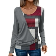 CHGBMOK Womens Casual Long Sleeve T-Shirts Twist Knot Front Tunic Tops