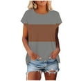 thumbnail image 1 of CHGBMOK Womens Color Block Short Sleeve Tops Casual Summer T-Shirt Crew Neck Tunic Tops Blouse, 1 of 8