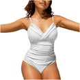 thumbnail image 1 of CHGBMOK Womens One Piece Swimsuit Ruched Twist Front Swimwear Tummy Control Bathing Suit Sexy Spaghetti Straps Swimsuits, 1 of 5
