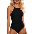 thumbnail image 1 of CHGBMOK Womens One Piece Swimsuit Solid High Neck Tummy Control Swimwear Slimming Backless Bathing Suits, 1 of 9