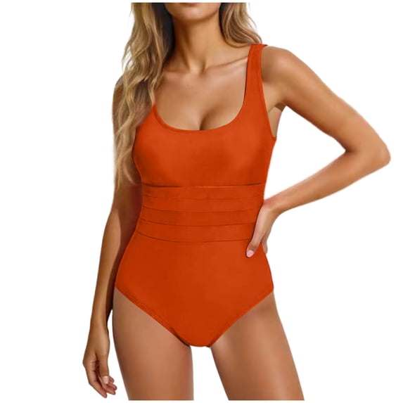 CHGBMOK Womens One Piece Swimsuit Solid Tummy Control Bathing Suit Square Neck Spaghetti Straps Swimwear Modest Swimsuit