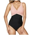 thumbnail image 1 of CHGBMOK Womens One Piece Swimsuit Tummy Control Bathing Suit Solid V Neck Swim Suit Trendy Ruched Criss Cross Swimwear, 1 of 5