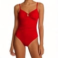 thumbnail image 1 of CHGBMOK Womens One Piece Swimsuit Tummy Control Ruched Bathing Suit V Neck Push Up Spaghetti Straps Swimwear, 1 of 6