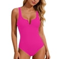 thumbnail image 1 of CHGBMOK Womens One Piece Swimsuit Tummy Control Slimming Color Block Bathing Suit Summer Spaghetti Straps Swimwear, 1 of 6