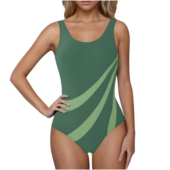 CHGBMOK Womens One Piece Swimsuits Tummy Control Bathing Suits Modest Full Coverage Swimsuit Color Block Wide Straps Swimwear