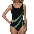 thumbnail image 1 of CHGBMOK Womens One Piece Swimsuits Tummy Control Bathing Suits Modest Full Coverage Swimsuit Color Block Wide Straps Swimwear, 1 of 6