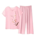 thumbnail image 1 of CHGBMOK Womens Pajama Sets Short Sleeve Shirt with Long Pajama Pants Soft Sleepwear Pj Lounge Sets 4XL, 1 of 3