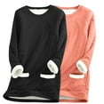 thumbnail image 1 of CHGBMOK Womens Plus-Size Tops Sweater Dress Long-sleeved Women Thick Fleece Sweatshirt Long Sleeve Print Velvet Warm Round Neck Underwear Tops XL Fall Fashion 2025 New, 1 of 3