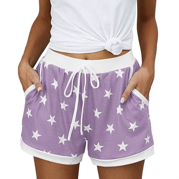 CHGBMOK Womens Shorts Drawstring Comfy Casual Shorts Summer Beach Vacation Short Pants Loose Lounge Shorts