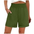 thumbnail image 1 of CHGBMOK Womens Summer Casual Shorts with Pockets Solid Elastic High Waisted Wide Leg Shorts Beach Vacation Outfits, 1 of 8