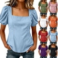thumbnail image 1 of CHGBMOK Womens Summer Peplum Tops Sqaure Neck Ruffle Sleeve Blouses Fit Flowy Shirts Solid Casual Tees, 1 of 8