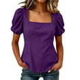 thumbnail image 1 of CHGBMOK Womens Summer Peplum Tops Sqaure Neck Ruffle Sleeve Blouses Fit Flowy Shirts Solid Casual Tees, 1 of 7