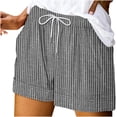 thumbnail image 1 of CHGBMOK Womens Summer Striped Shorts Comfy Loose Drawstring Short Pants with Pockets, 1 of 6