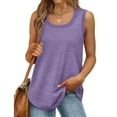 thumbnail image 1 of CHGBMOK Womens Tank Tops Summer Loose Sleeveless Tops Ribbed Trim Scoop Neck Curved Hem, 1 of 9