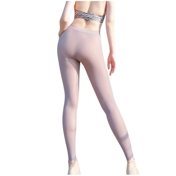 CHGBMOK Workout Leggings for Women High Waisted-Thin Perspective Tight Pants Fitness Slim Oily Yoga Pants S-L