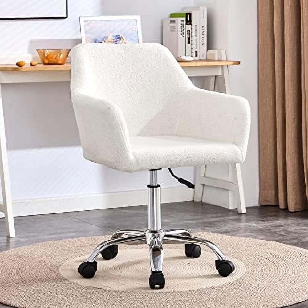 CHGBNK Fluffy Desk Chair Faux Fur Vanity Chair Swivel Office Chair for Girls Women Height