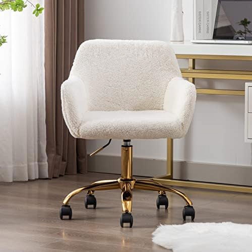 CHGBNK Fluffy Desk Chair Faux Fur Vanity Chair Swivel Office Chair for Girls Women Height