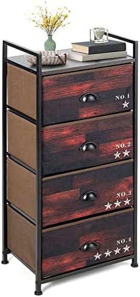 Elegant Dark Brown 3-Drawer Fabric Dresser with Metal Frame & Wooden Top