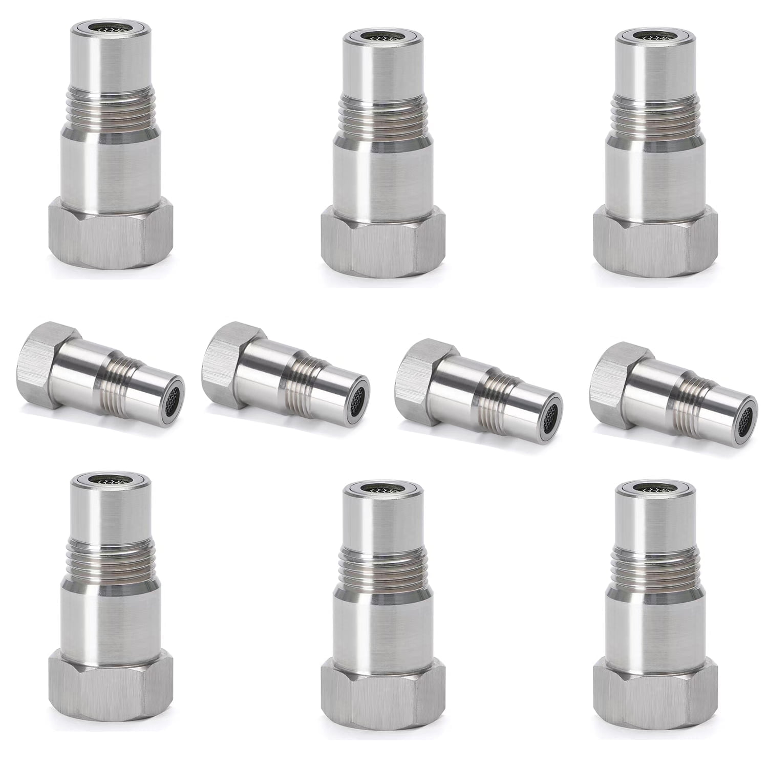CHGRNLF 10 Pcs M18x1.5 Thread Adapter, Car Oxygen O2 Sensor Adapter, 304 Stainless Steel, Oxygen