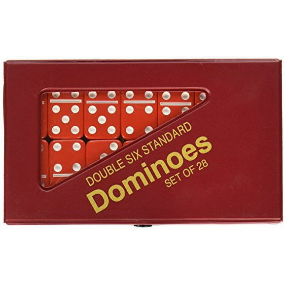 CHH 2408L-RD Double 6 Standard Domino Set with Matching Vinyl Case, Red and White