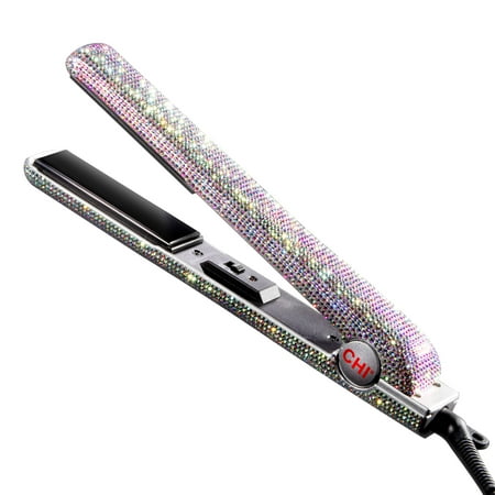 CHI Lava The Sparkler Ceramic Flat Iron, Shiny Frizz-Free Styling, Dual Voltage, 1" Plates, Silver