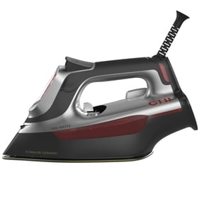CHI Touchscreen Steam Iron for Clothes with Titanium-Infused Ceramic Soleplate, 1800W, Black