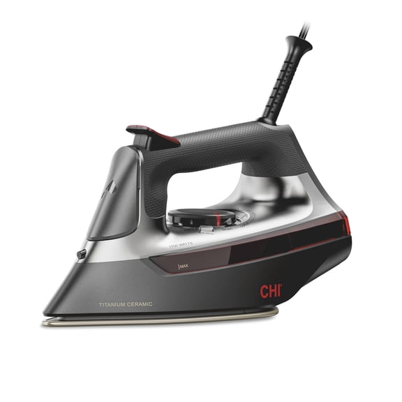 CHI 360 Precision Steam Iron for Clothes with Titanium-Infused Ceramic Soleplate, Black & Silver
