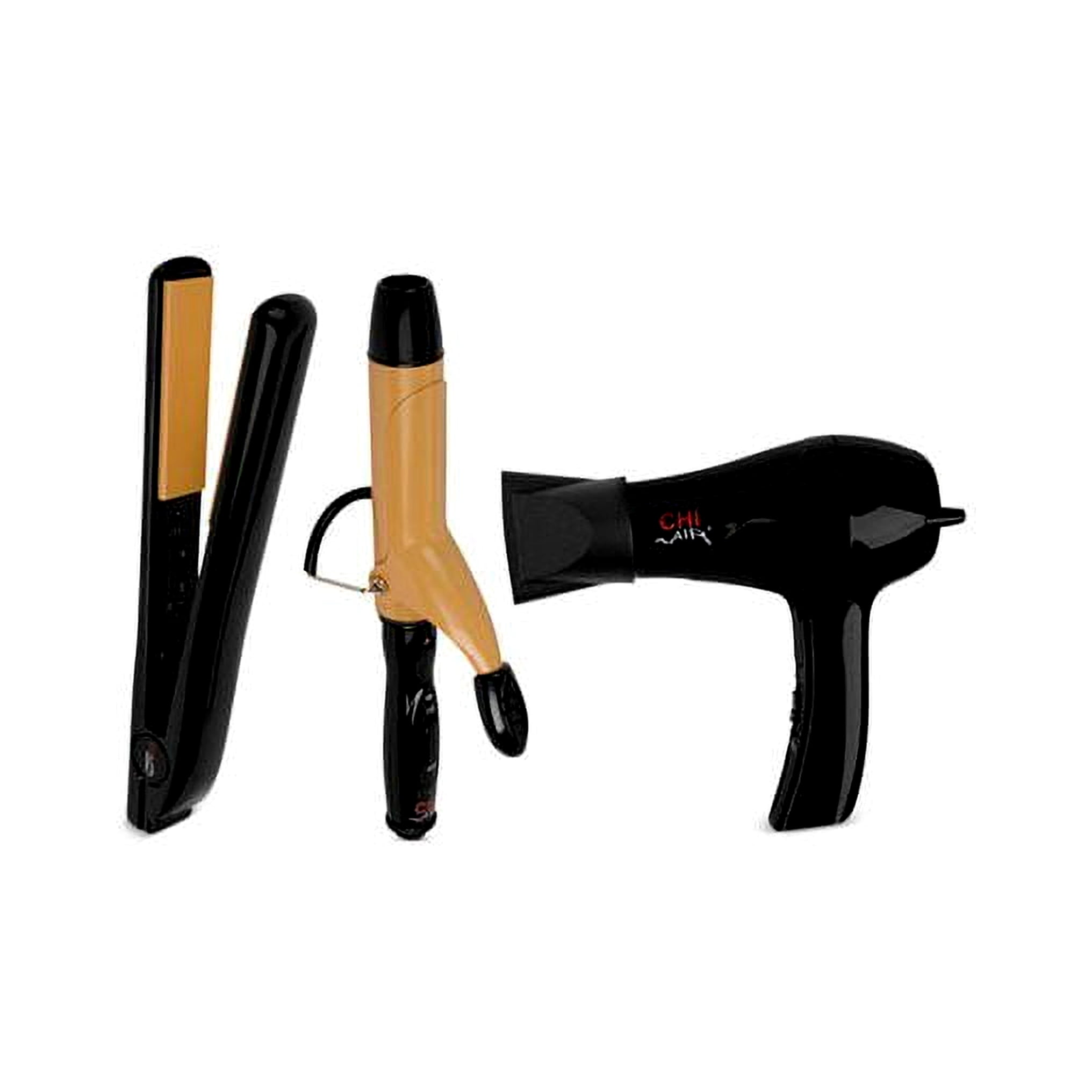 chiki HER.サテンフィブリル3点セット CHI Air Traveling Appliance Set - 3 Pc Mini Iron, Dryer, Curling