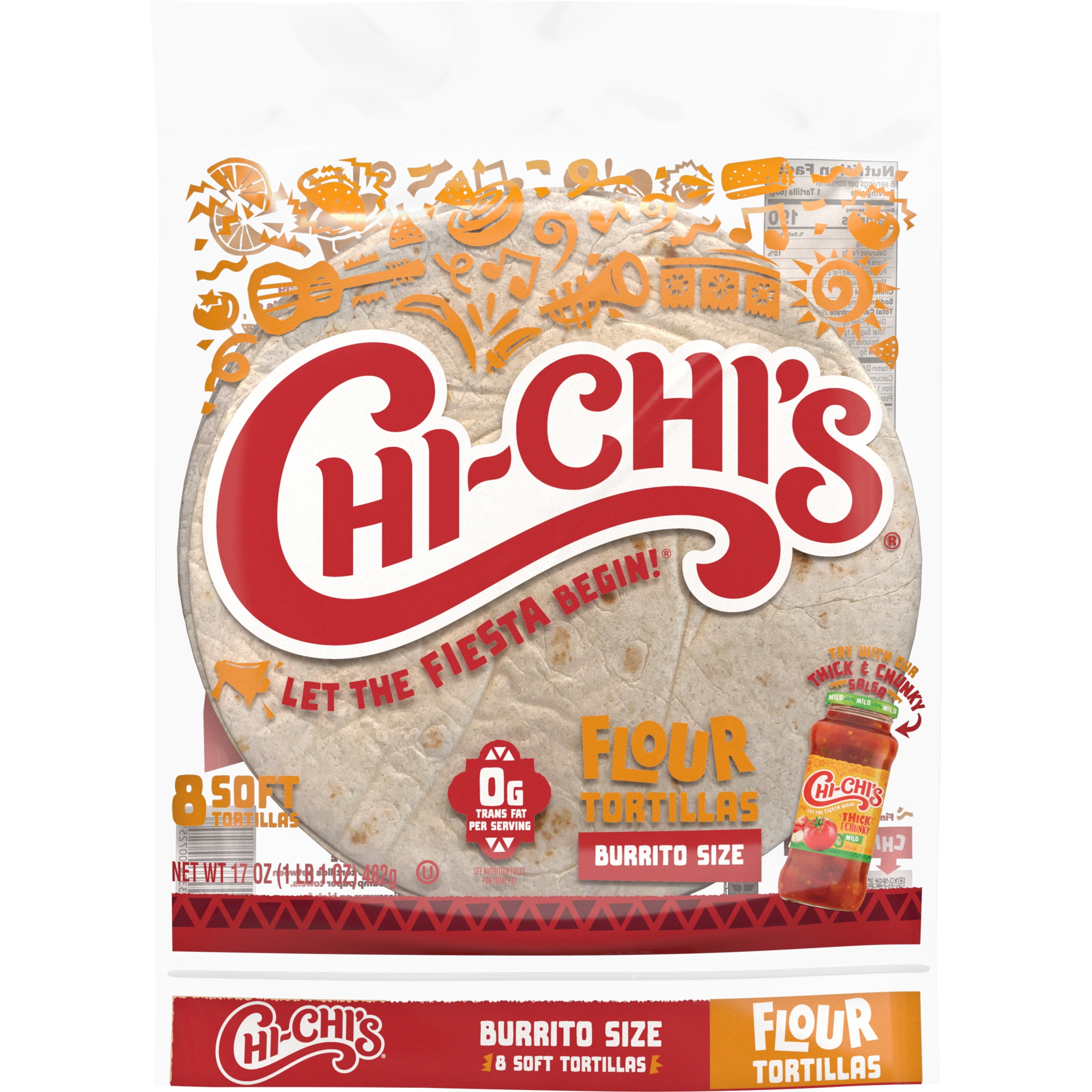 CHICHI'S Flour Tortillas, Tortilla Wrap, BurritoSize, 17 oz Regular