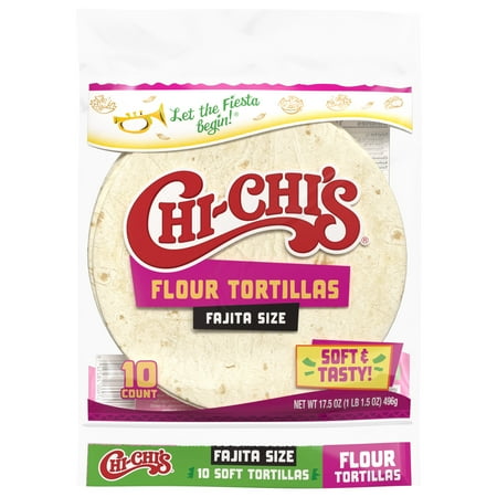 CHI-CHI'S Flour Tortillas Fajita Size, Tortilla Wrap, 17.5 oz Resealable Package, (10 Count)