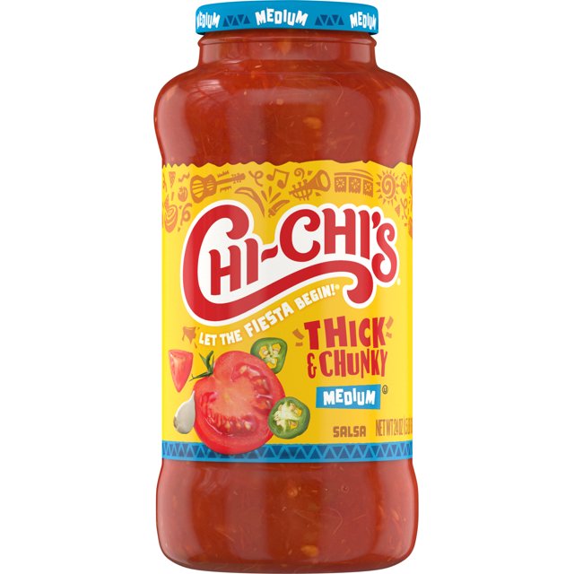 CHICHI'S Thick and Chunky Salsa, Gluten Free, Chip Dip, Medium, Large, 24 oz Glass Jar , 1 Jar