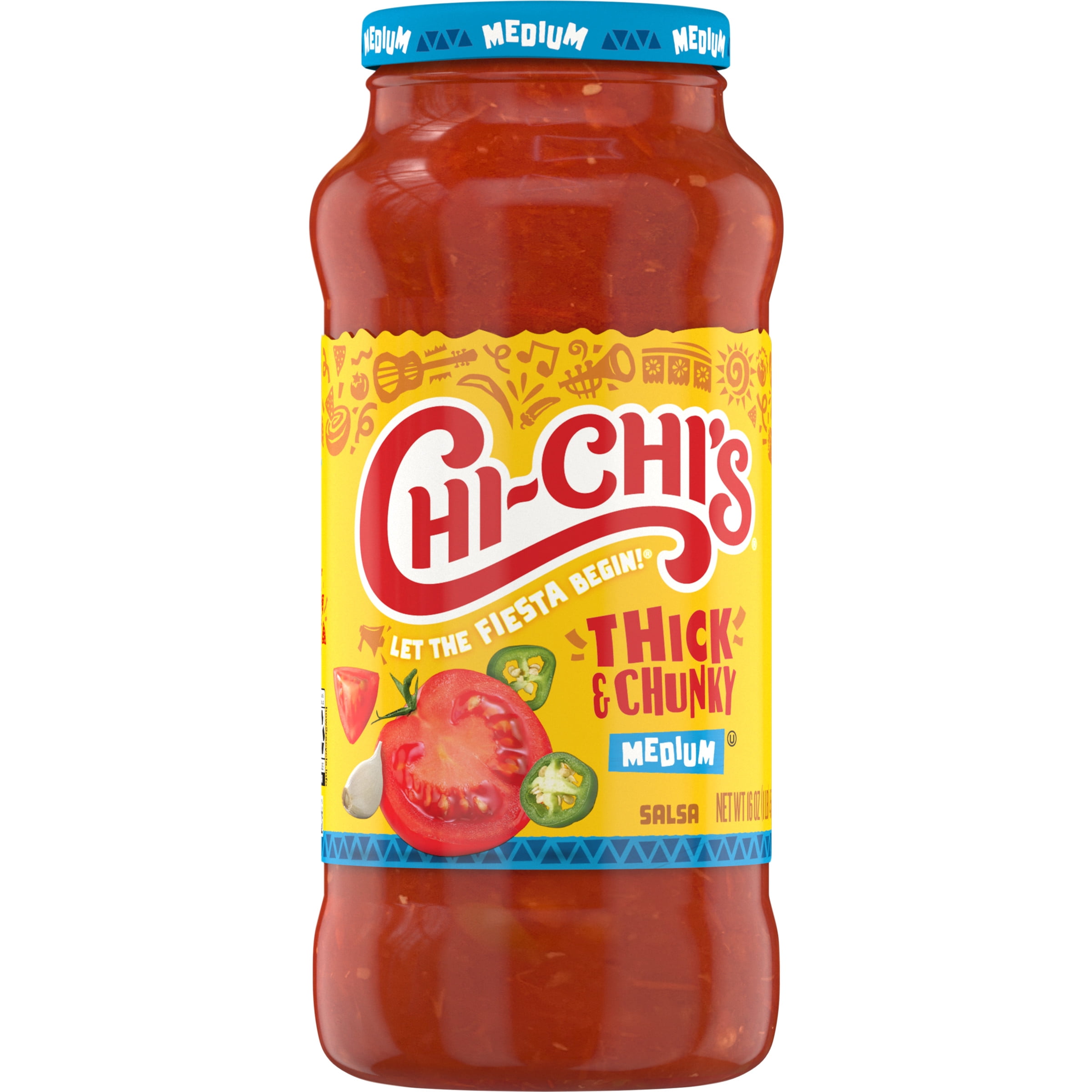 CHI-CHI'S Thick and Chunky Salsa, Gluten Free, Regular Chip Dip, Medium, 16 oz Glass Jar (1 Jar)