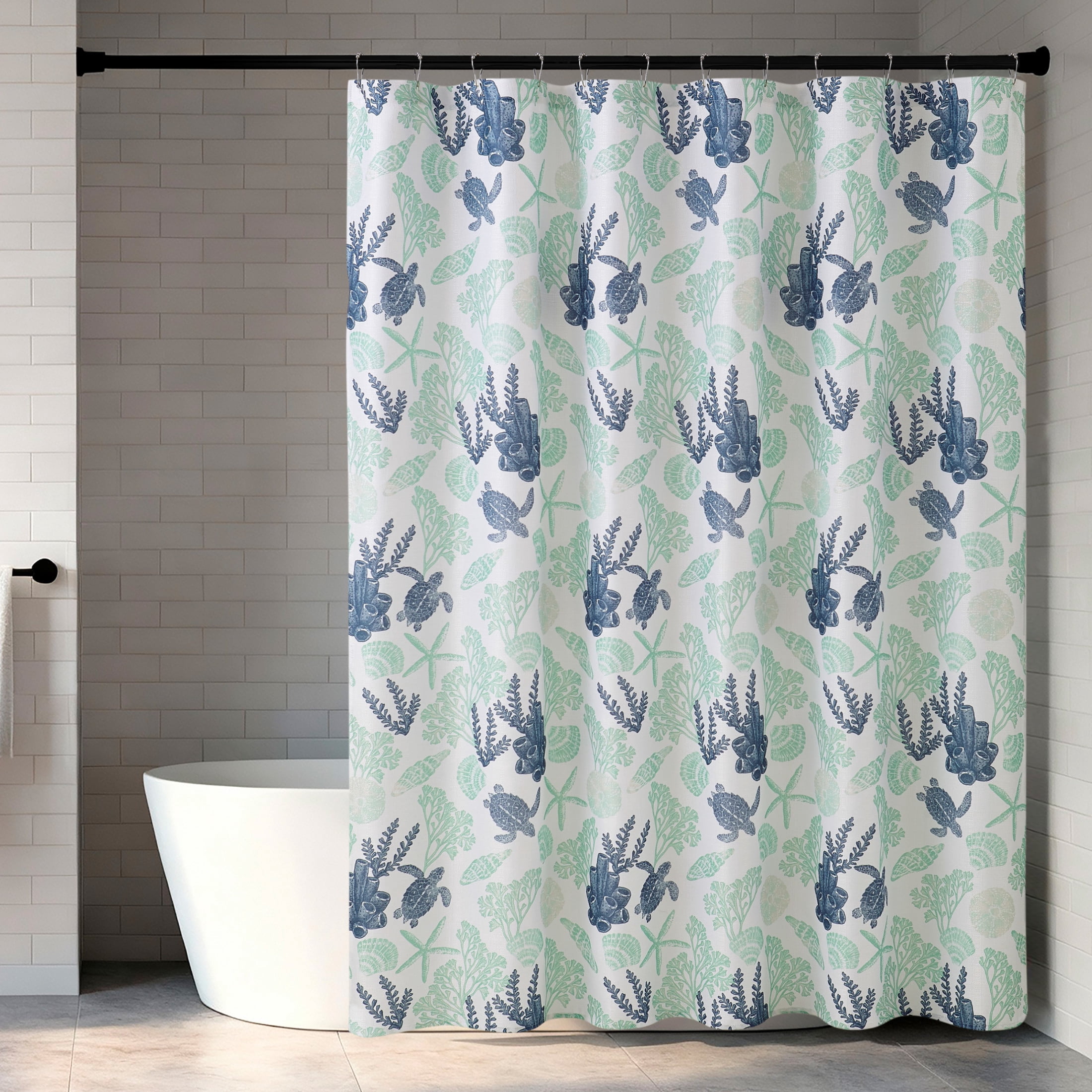 CHI In The Reef Shower Curtain and Hooks Modern Washable 70" W x 72" L 13-Piece Set