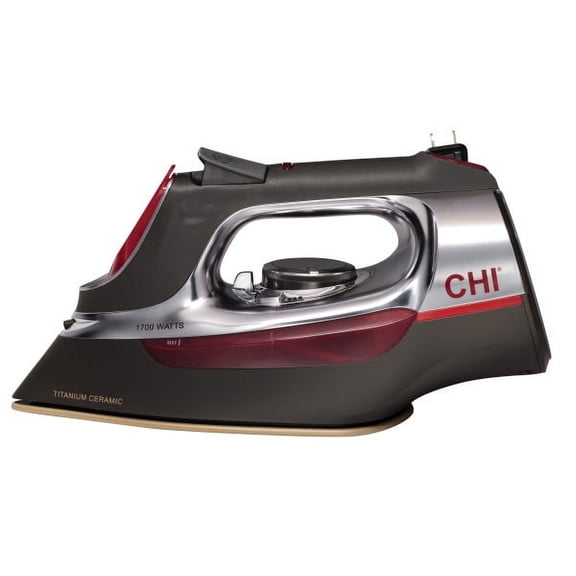 CHI Professional Steam Iron for Clothes with Titanium-Infused Ceramic Soleplate, Retractable Cord & Precise Temperature Control, 1700 W, Black