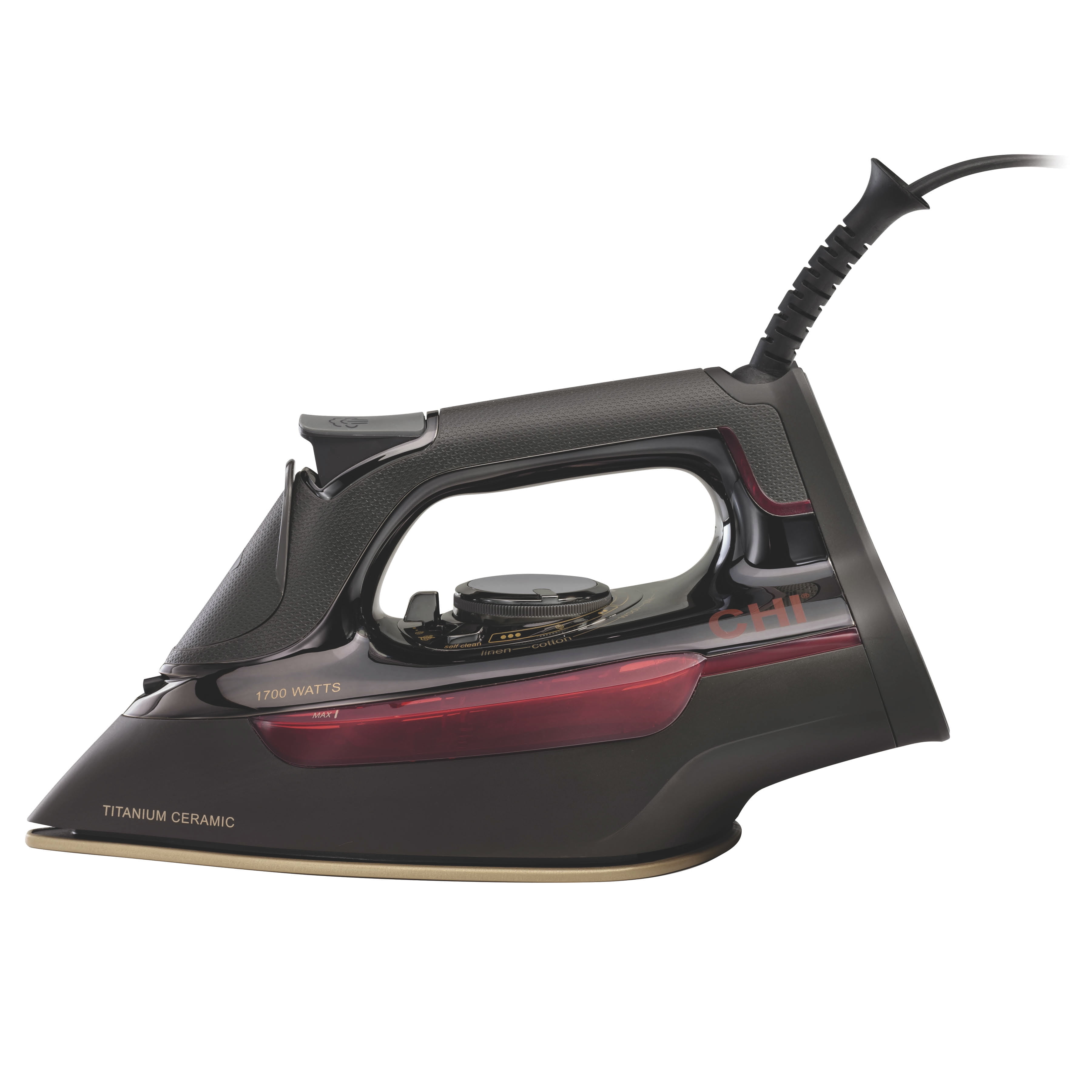 CHI Professional Clothing Iron, Titanium-Infused Ceramic Soleplate, Black, 13104