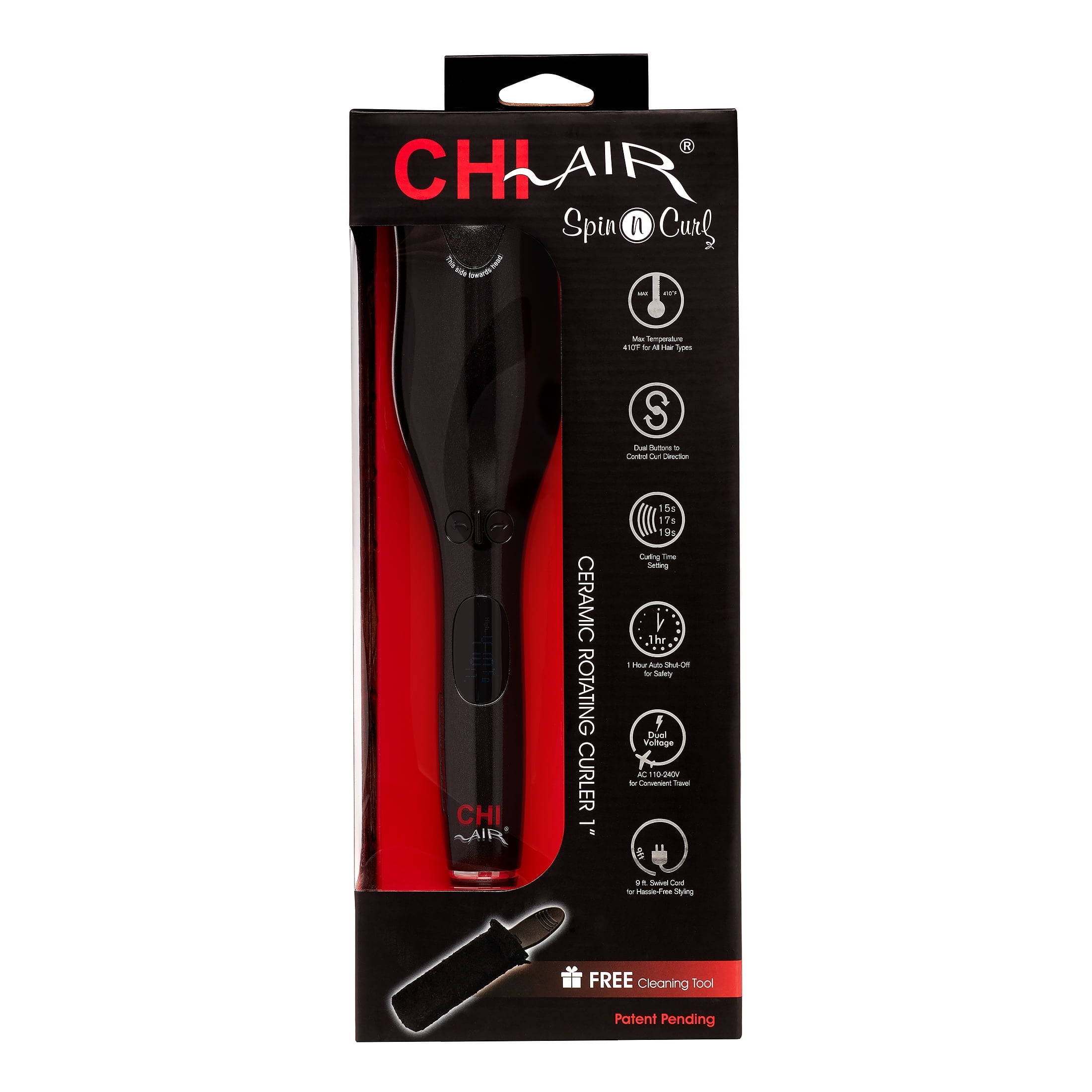 CHI Spin n Curl 1 Rotating Ceramic Curler Automatic Heat Onyx Black Walmart
