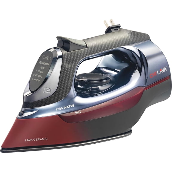 CHI Steam Iron for Clothes with 8’ Retractable Cord, 1700 Watts, 3-Way Auto Shutoff, 400+ Holes, Professional Grade, Temperature Control Dial, Titanium Infused Ceramic Soleplate, Black/Chrome (13109)