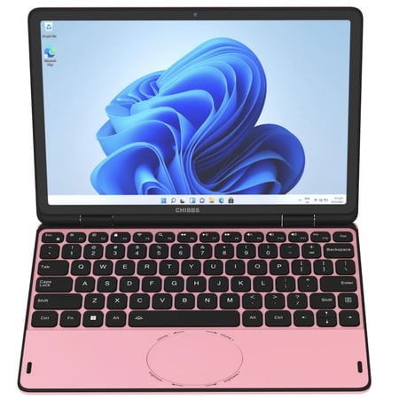 CHIBBS 11 "Inch YOGA360 Touch Screen with Facial Recognition Window 11 Laptop Computer powered by INTEL N1000 quad core 8GB RAM +128GB ROM, HD Camera, Bluetooth, Wi-Fi, HDMI, 2x USB- PINK