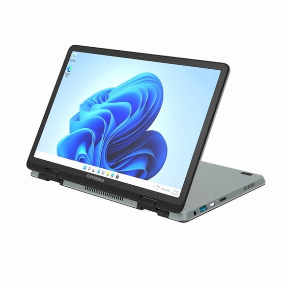 CHIBBS Portable 11' Inch 2-in-1 Touch Screen Laptop Computer powered by Windows 11, 360-degree foldable with Facial Recognition and Backlit Keyboard- Gray