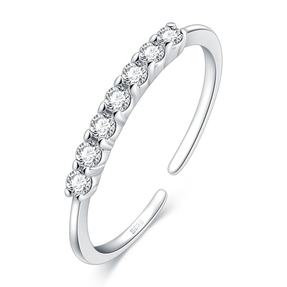CHIC & ARTSY 925 Sterling Silver Rings Statement Rings for Women with Cubic Zirconia Comfort Fit Stacking Adjustable Rings Wedding Band Ring for Women