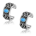 thumbnail image 1 of Chic & Artsy 925 Sterling Silver Turquoise Celtic Knot Oxidized Ear Cuffs For Women No Piercing Ear Cuffs Wide Ear Lobe Cuff Viking Ear Cuff For Women Men, 1 of 7
