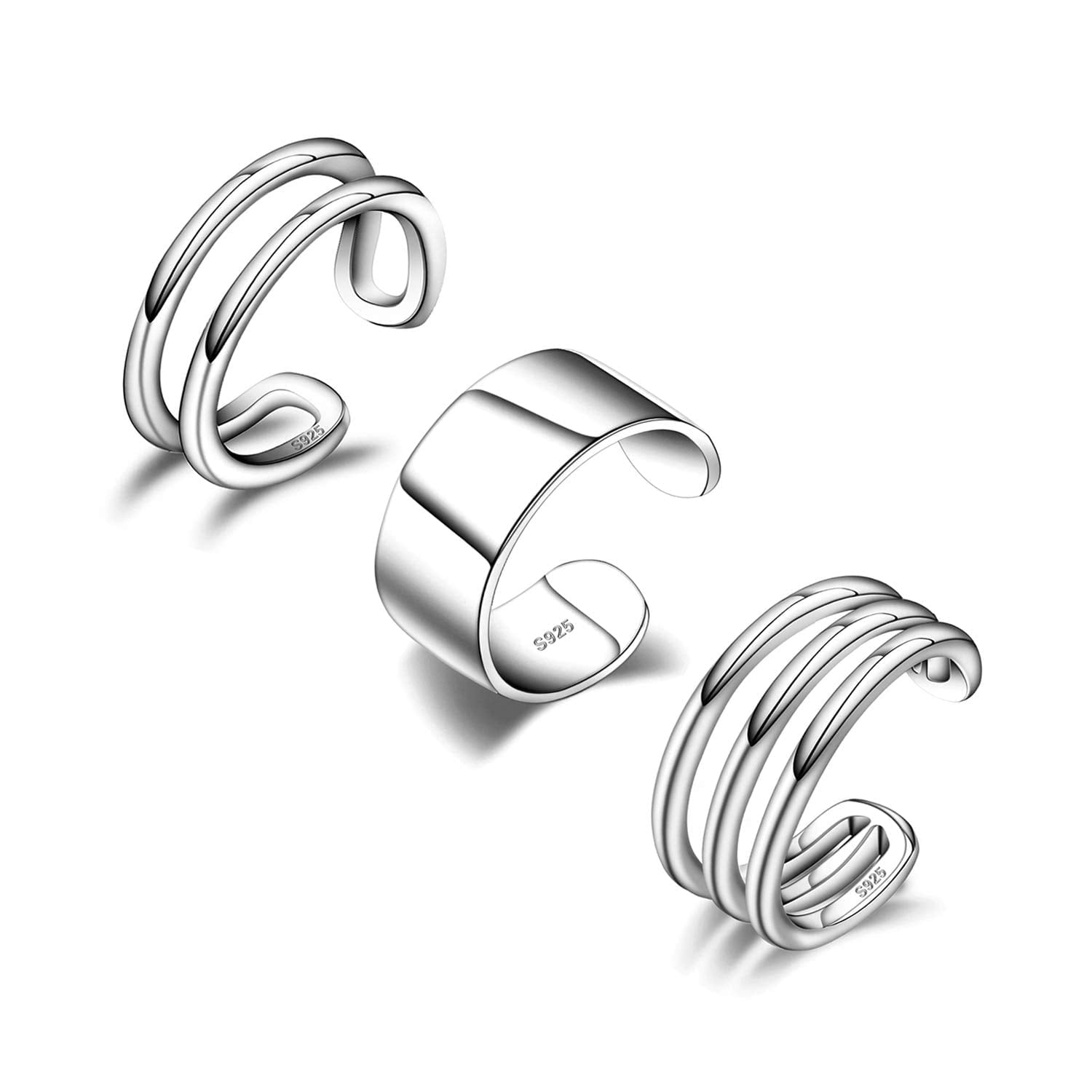 Chic & Artsy Cuff Earrings 925 Sterling Silver Ear Cuff Earrings Non-Piercing Fake Helix Cartilage Cuff Earrings