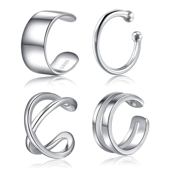 Chic & Artsy Cuff Earrings, 925 Sterling Silver, Non-Piercing Fake Helix Cartilage Cuff Earrings