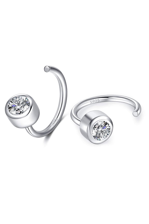 Chic & Arts Dainty Hug Hoop Earrings 925 Sterling Silver Created Gemstone Huggie Hoops Earrings
