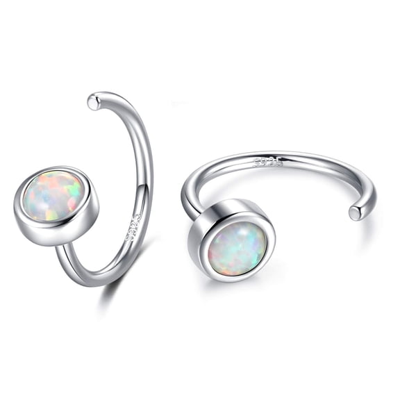 Chic & Artsy Dainty Hug Hoop Earrings 925 Sterling Silver Created Gemstone Huggie Hoops Earrings