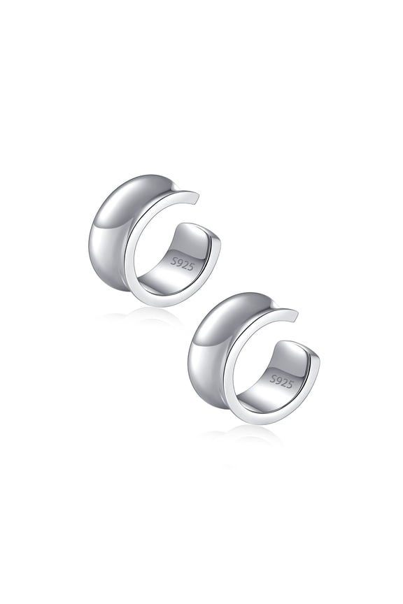 Ear Cuffs 925 Sterling Silver Huggie Ear Cuffs Wide Ear Cuffs for Women Non Piercing Adjustable Thick Cuff Earrings Set Clip On Cartilage