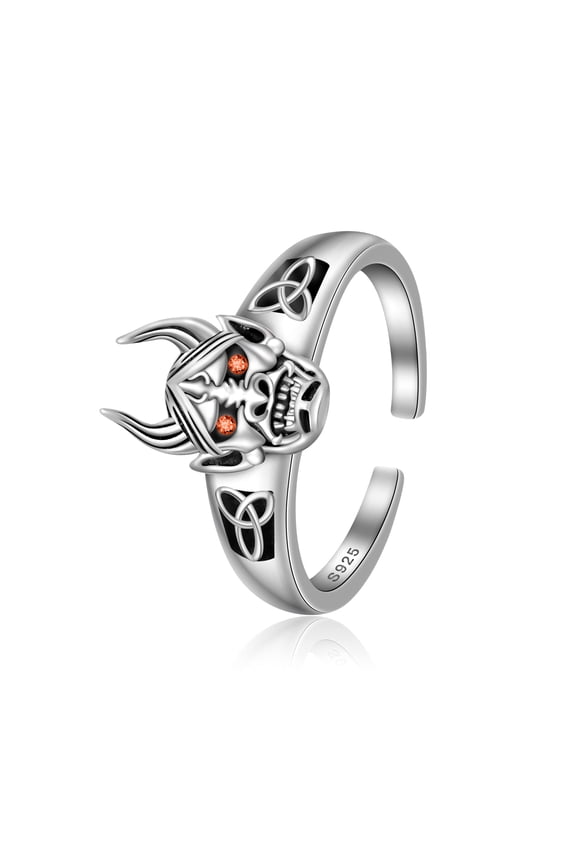 Hannya Mask Sterling Silver Ring - Celtic Knot Japanese Jewelry for Women