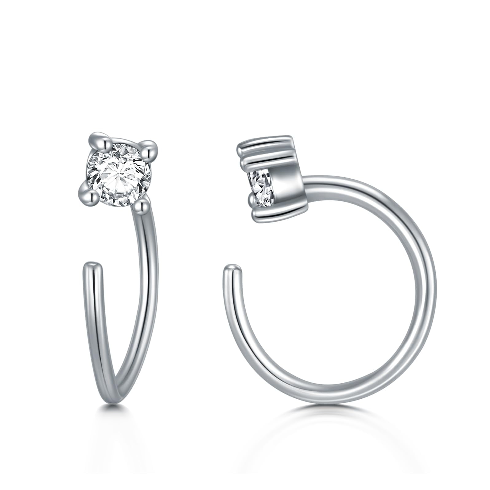 CHIC ARTSY Hoop Earrings 925 Sterling Silver CZ Open Hoop